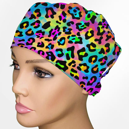 Lisa Leopard Low-Tie Surgeon Scrub Cap