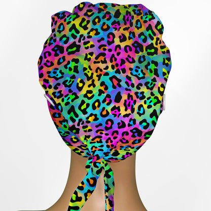 Lisa Leopard Low-Tie Surgeon Scrub Cap