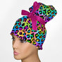 Lisa Leopard High Bun Ponytail Scrub Cap