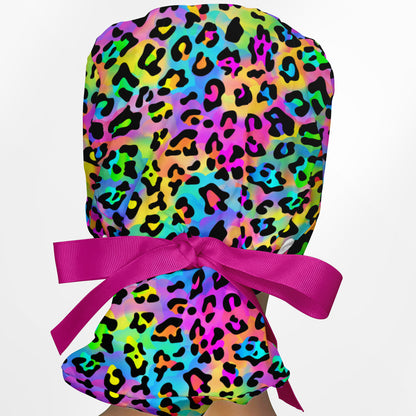 Lisa Leopard Ponytail Scrub Cap