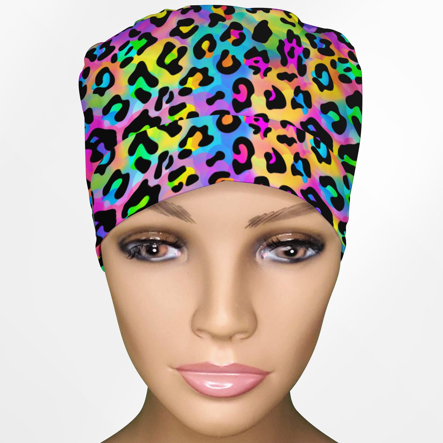 Lisa Leopard Ponytail Scrub Cap