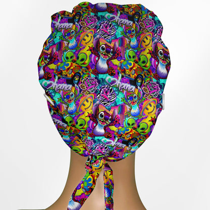 Aloha in Technicolor Low-Tie Scrub Cap