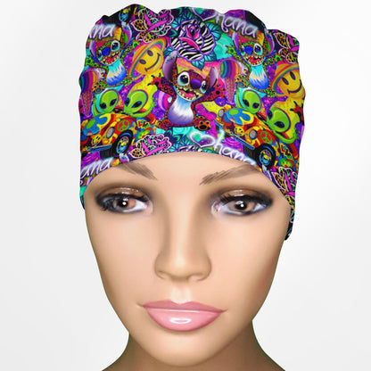 Aloha in Technicolor Low-Tie Scrub Cap