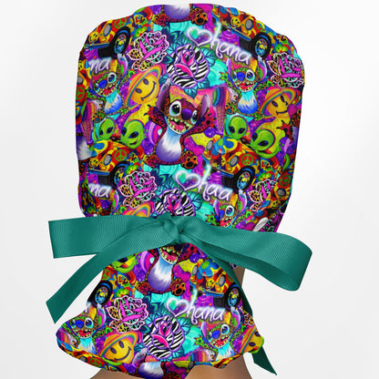 Aloha in Technicolor Ponytail Scrub Cap