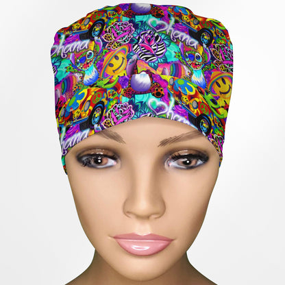 Aloha in Technicolor Ponytail Scrub Cap