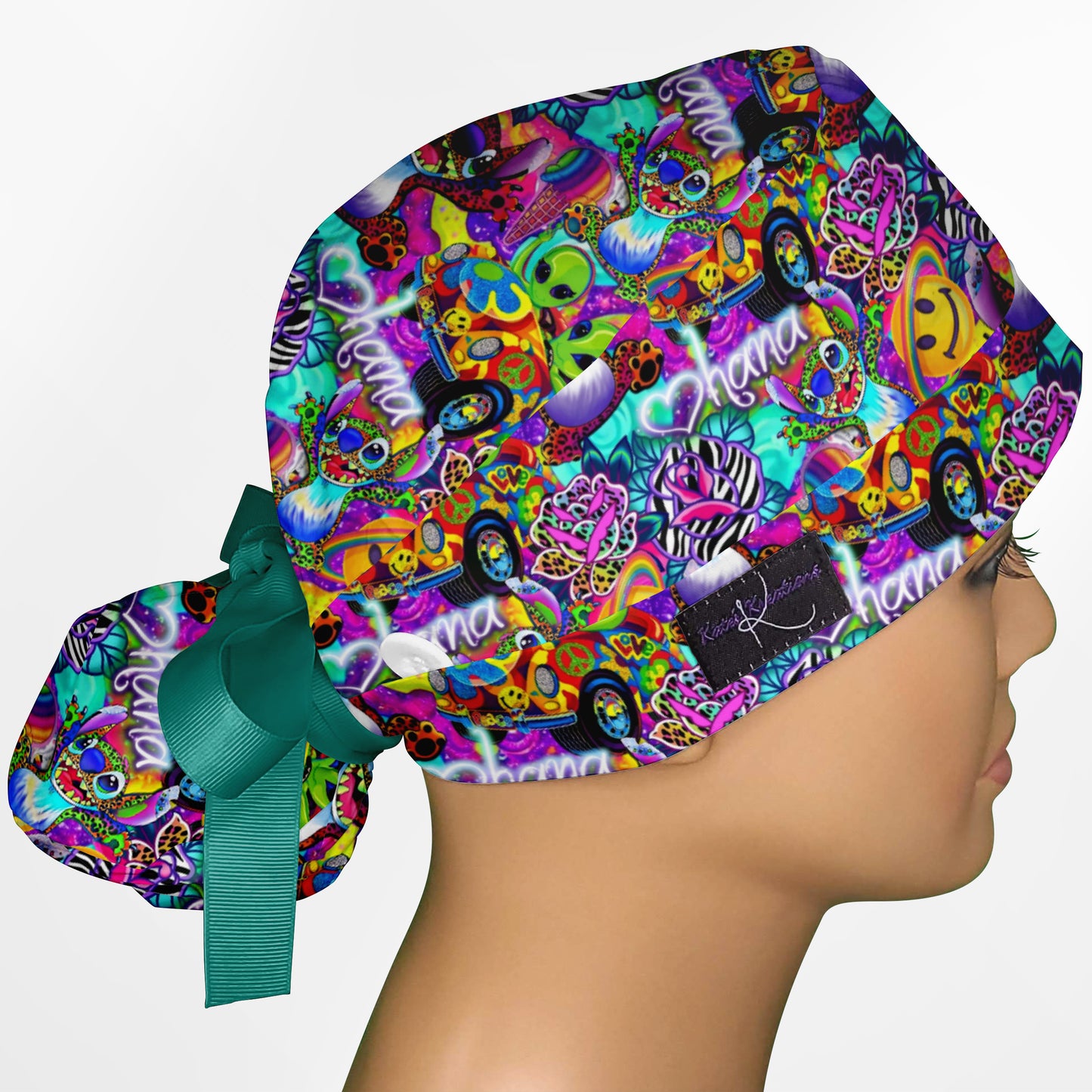 Aloha in Technicolor Ponytail Scrub Cap