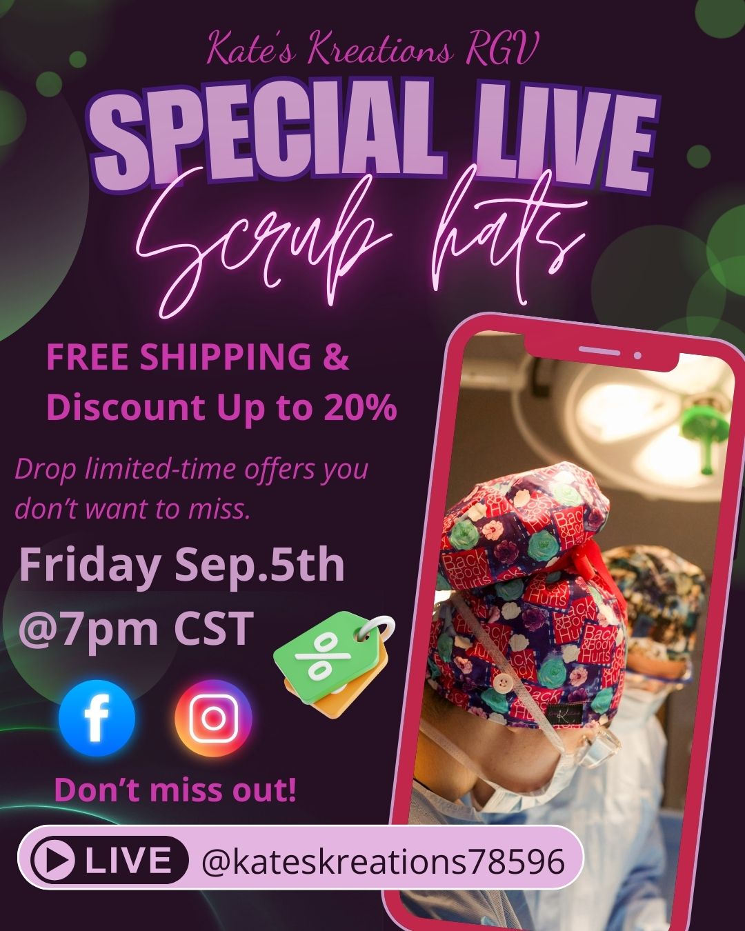 LIVE FB & INSTA SALE- FRIDAY SEP. 5TH @7PM CST