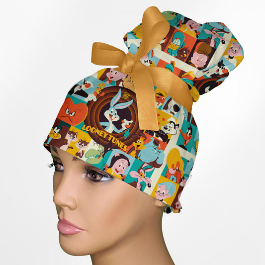 Wacky Pals High Bun Ponytail Scrub Cap