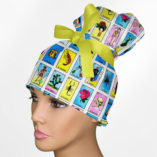 Loteria High Bun Ponytail Scrub Cap