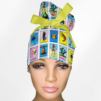 Loteria High Bun Ponytail Scrub Cap