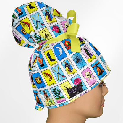 Loteria High Bun Ponytail Scrub Cap