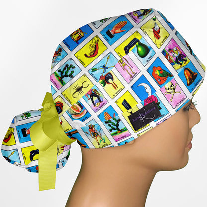 Loteria Ponytail Scrub Cap