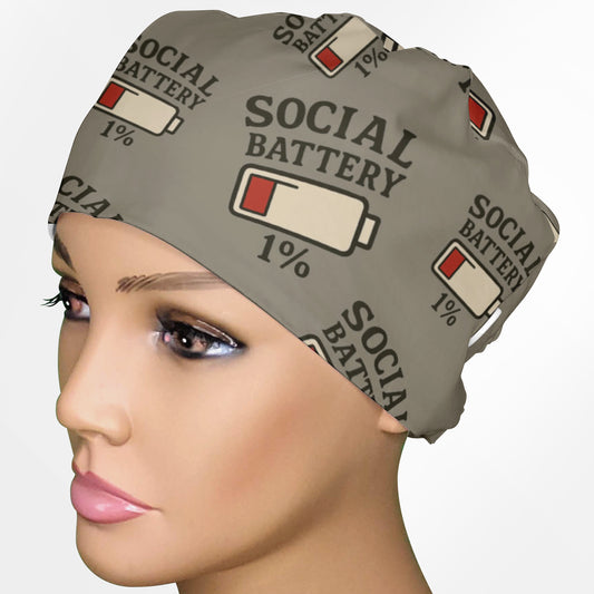 My Social Battery Low-Tie Surgeon Scrub Cap