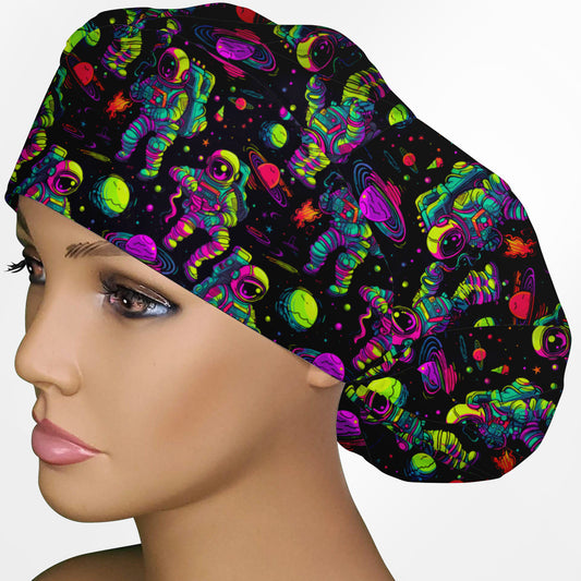 Neon Astronaut Bouffant Scrub Cap