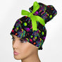 Neon Astronaut High Bun Ponytail Scrub Cap
