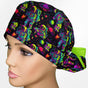 Neon Astronaut Ponytail Scrub Cap