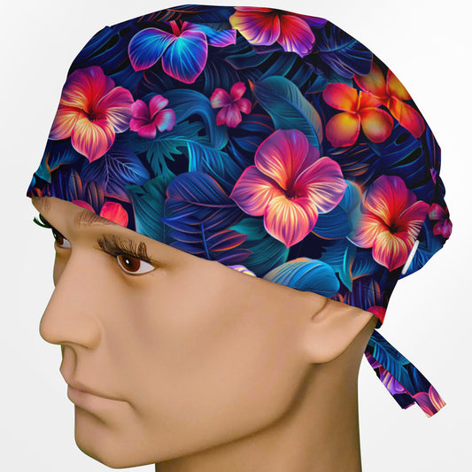 Neon Flowers Surgeon Scrub Cap