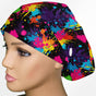 Neon Paint Splatter Euro Scrub Cap