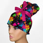 Neon Paint Splatter High Bun Ponytail Scrub Cap