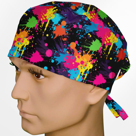 Neon Paint Splatter Surgeon Scrub Cap