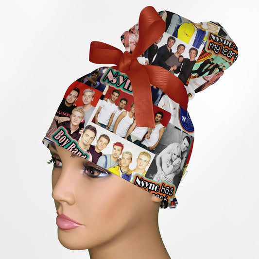 NSYNC Boy Band High Bun Ponytail Scrub Cap