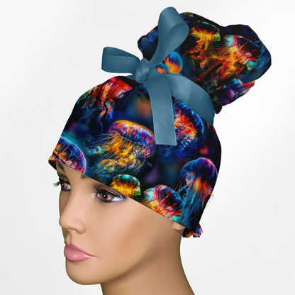 Ocean Tears High Bun Ponytail Scrub Cap