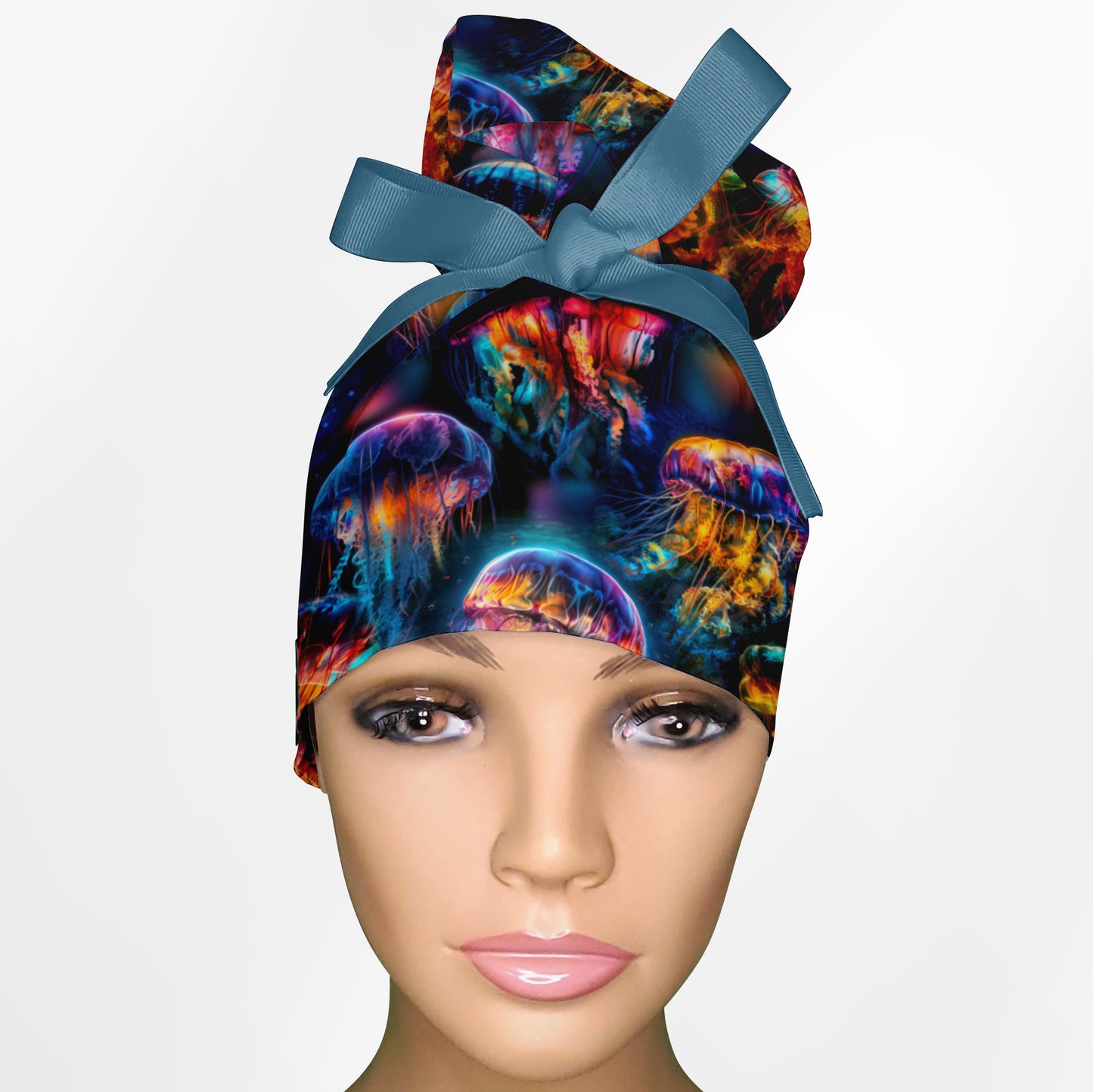Ocean Tears High Bun Ponytail Scrub Cap