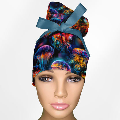 Ocean Tears High Bun Ponytail Scrub Cap