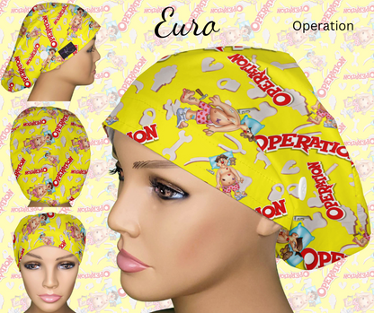 Operation board game euro style scrub cap for surgical techs and OR nurses
