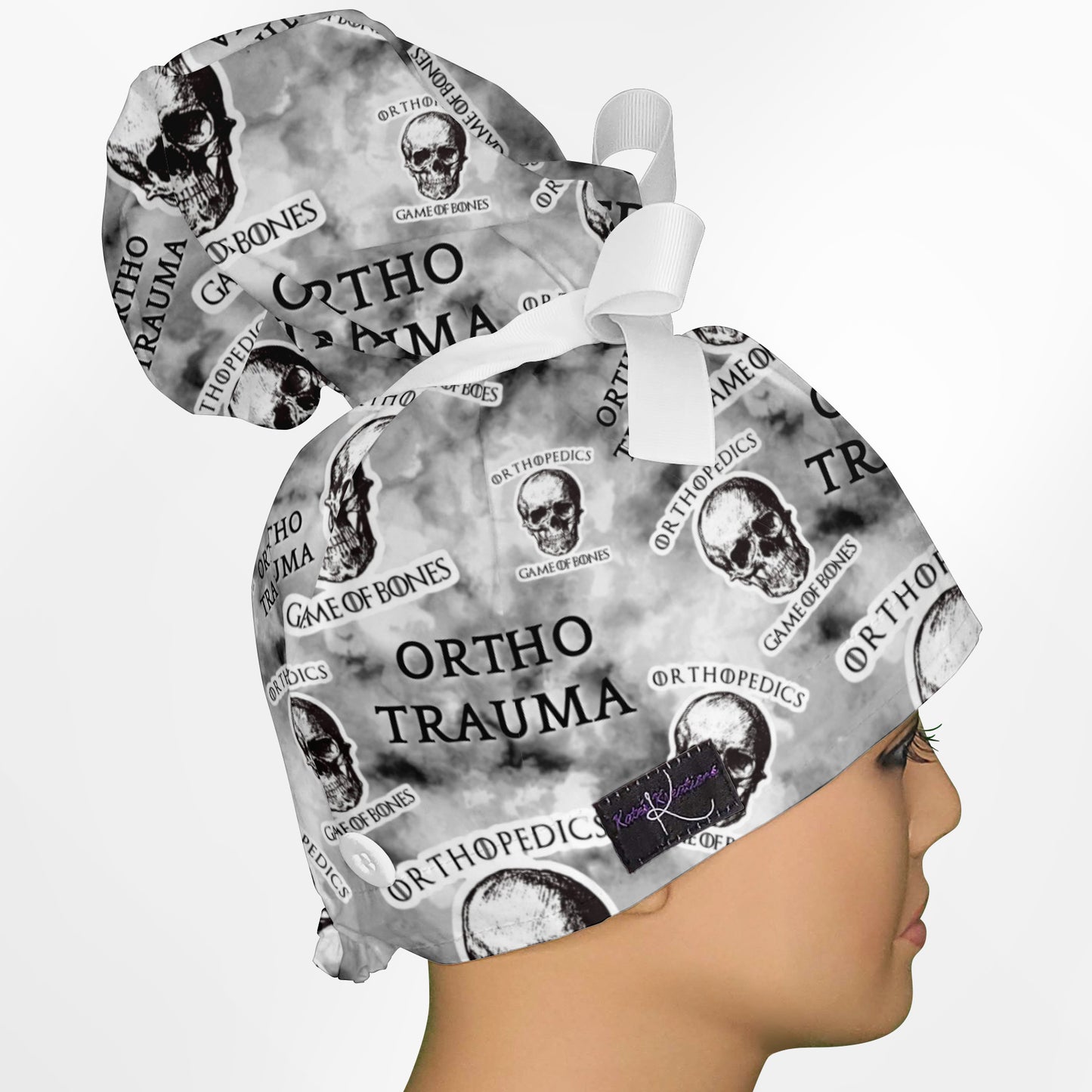 Ortho Trauma High Bun Ponytail Scrub Cap