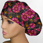 Pink Sunflower Ribbons Bouffant Scrub Cap