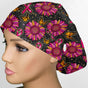 Pink Sunflower Ribbons Euro Scrub Cap