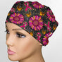 Pink Sunflower Ribbons Low-Tie Surgeon Scrub Cap