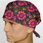 Pink Sunflower Ribbons Surgeon Scrub Cap