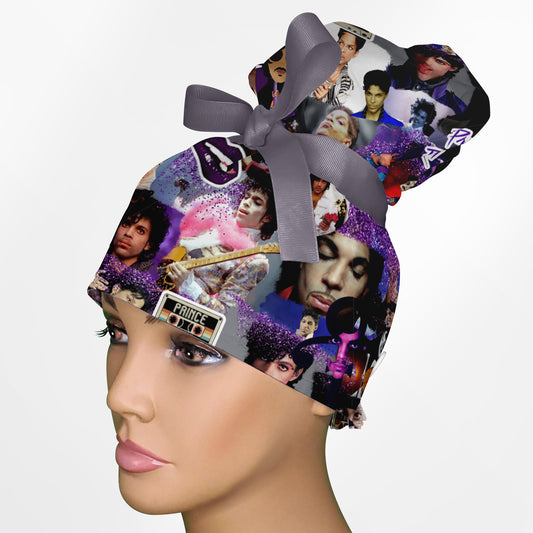 Prince Purple High Bun Ponytail Scrub Cap