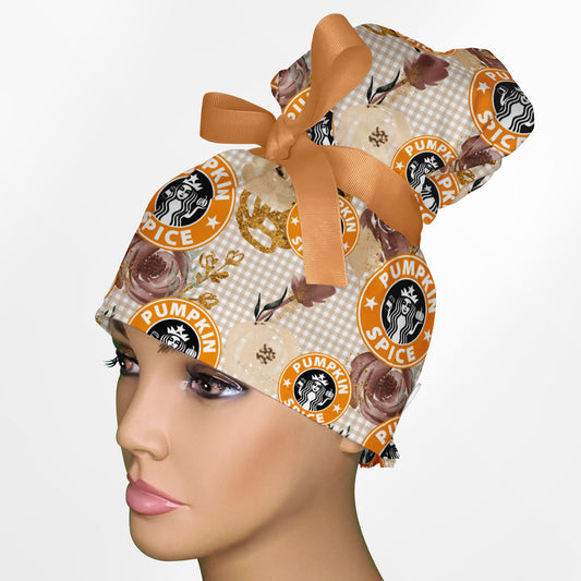 Harvest Latte High Bun Ponytail Scrub Cap