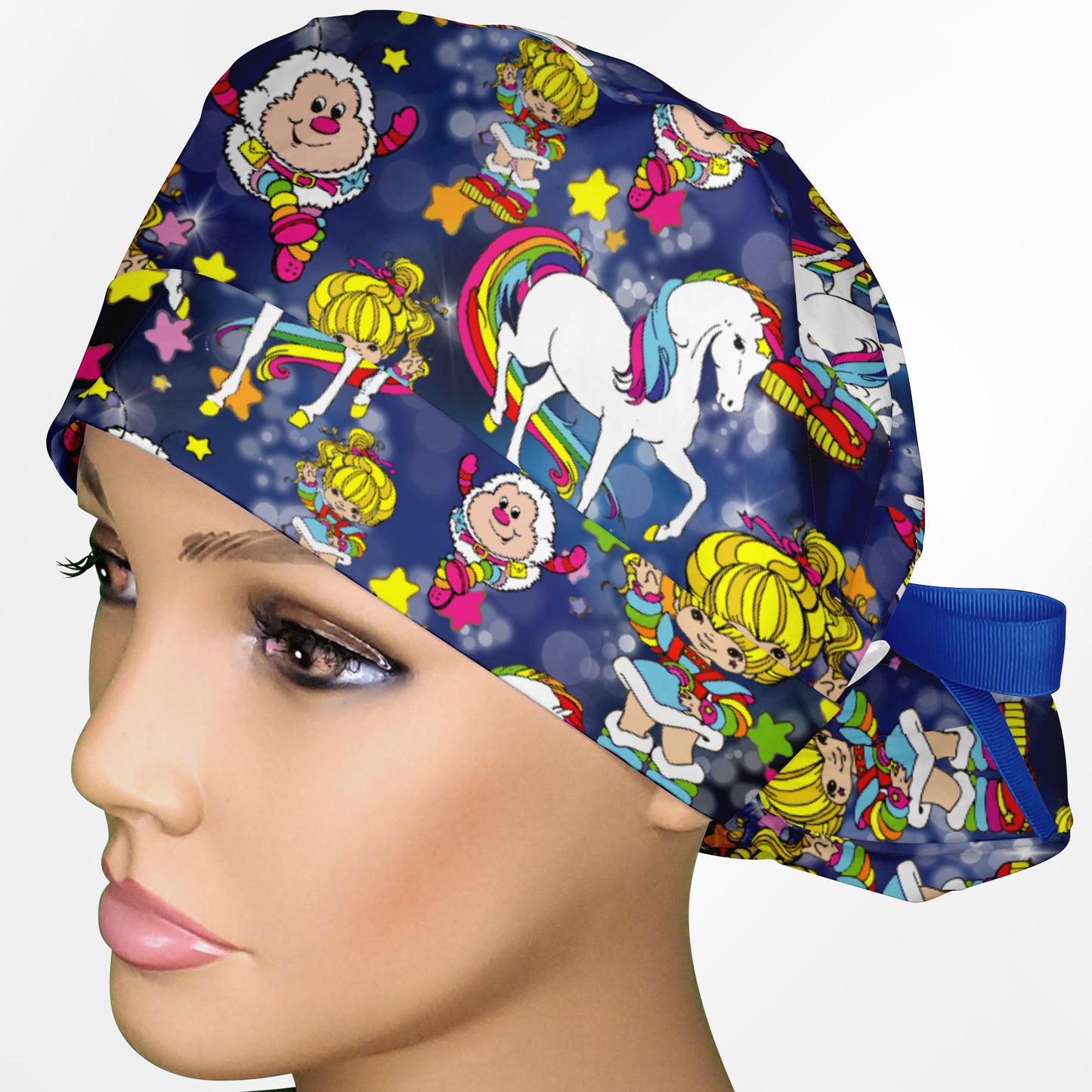Rainbow Brite Ponytail Scrub Cap