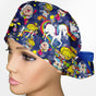 Rainbow Brite Ponytail Scrub Cap