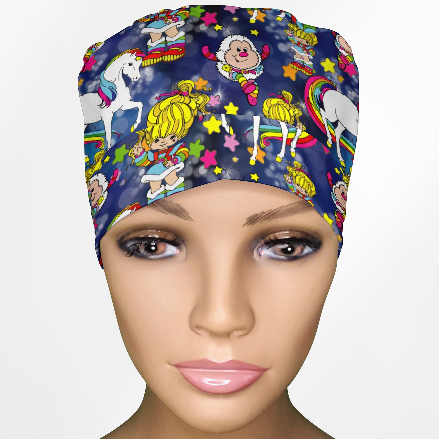 Rainbow Brite Ponytail Scrub Cap