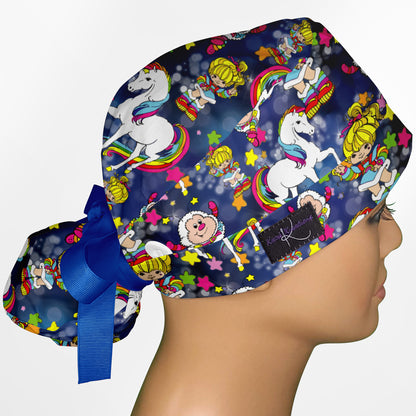 Rainbow Brite Ponytail Scrub Cap