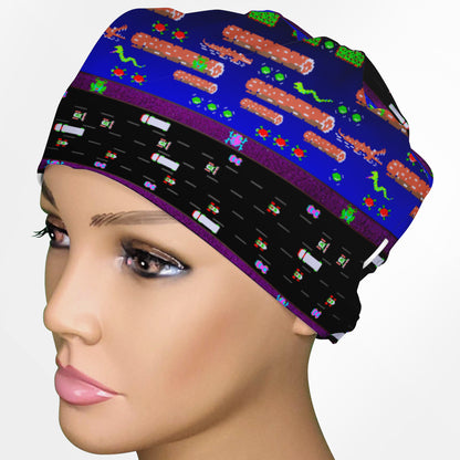 Retro Frogger Low-Tie Surgeon Scrub Cap