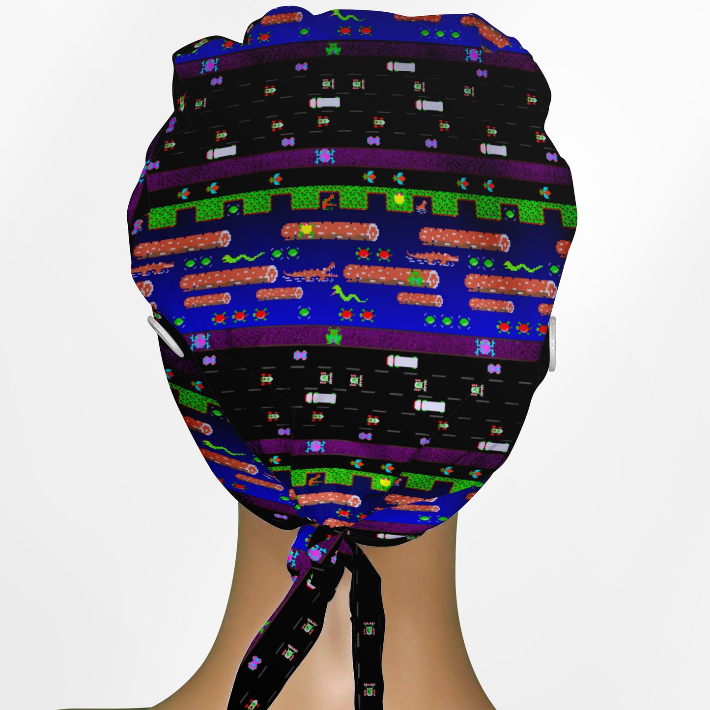 Retro Frogger Low-Tie Surgeon Scrub Cap