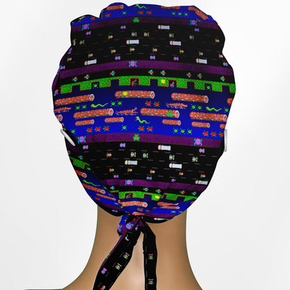 Retro Frogger Low-Tie Surgeon Scrub Cap