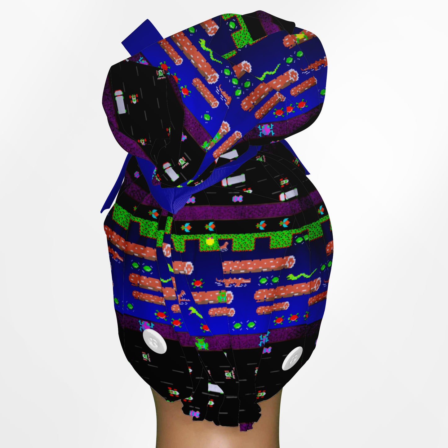 Retro Frogger High Bun Ponytail Scrub Cap