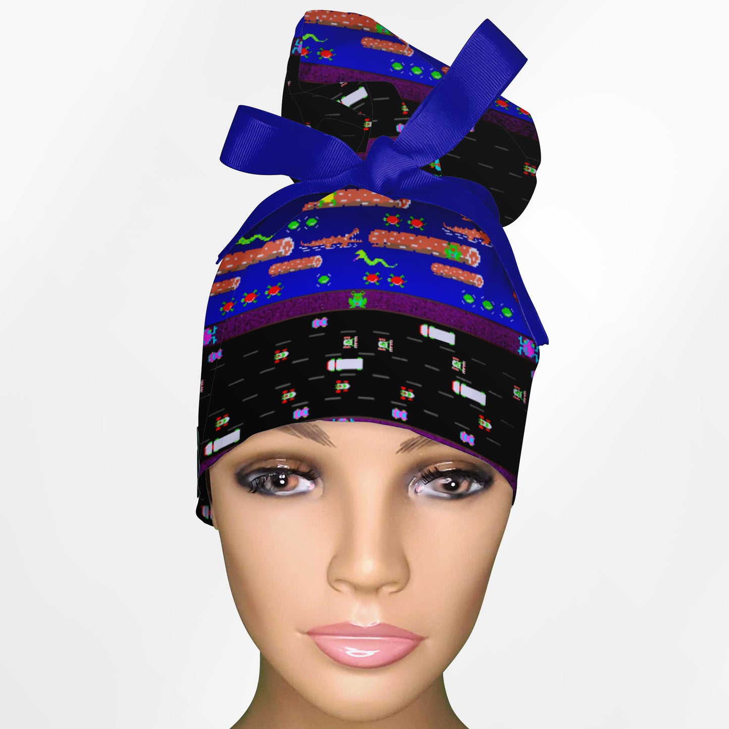 Retro Frogger High Bun Ponytail Scrub Cap