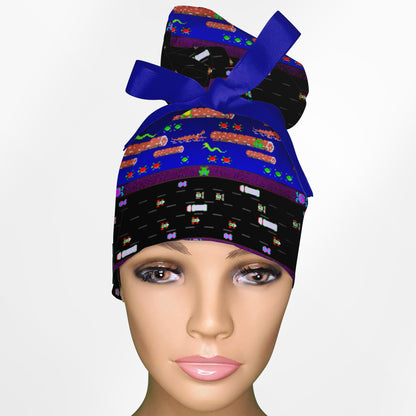 Retro Frogger High Bun Ponytail Scrub Cap