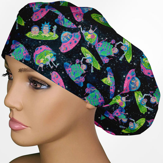Rick and Morty Space  Bouffant Scrub Cap