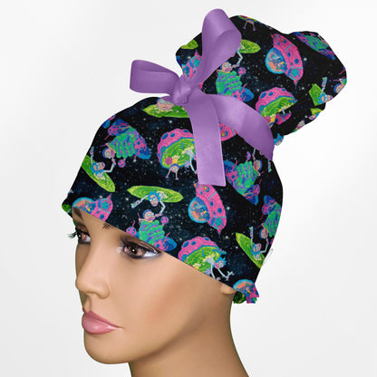 Rick and Morty Space High Bun Ponytail Scrub Cap