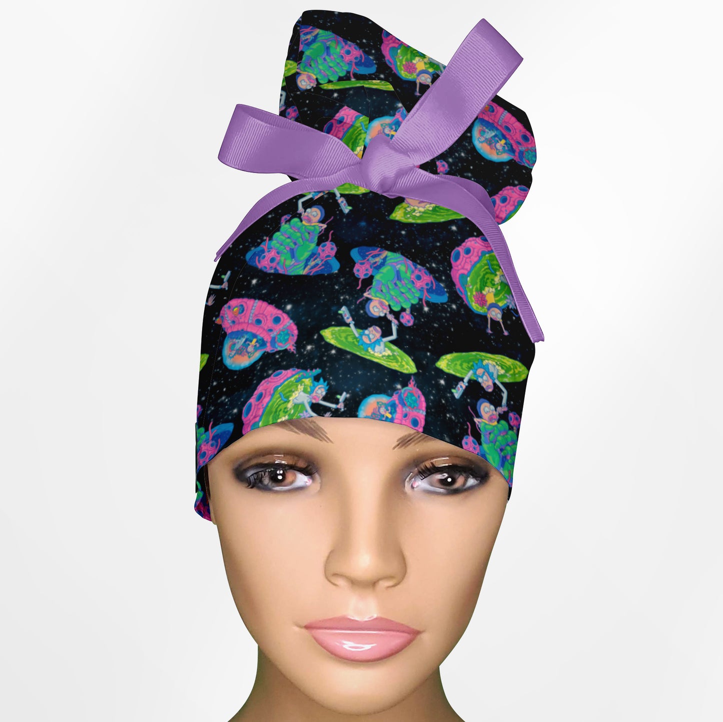 Rick and Morty Space High Bun Ponytail Scrub Cap