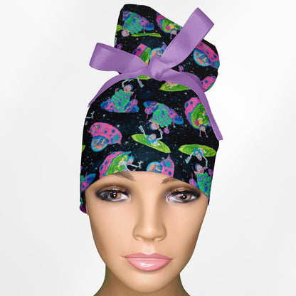 Rick and Morty Space High Bun Ponytail Scrub Cap